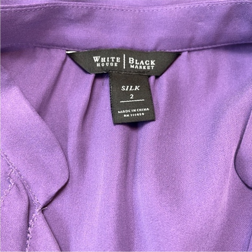WHBM PURPLE SILK RUFFLE BLOUSE - Picture 4 of 4